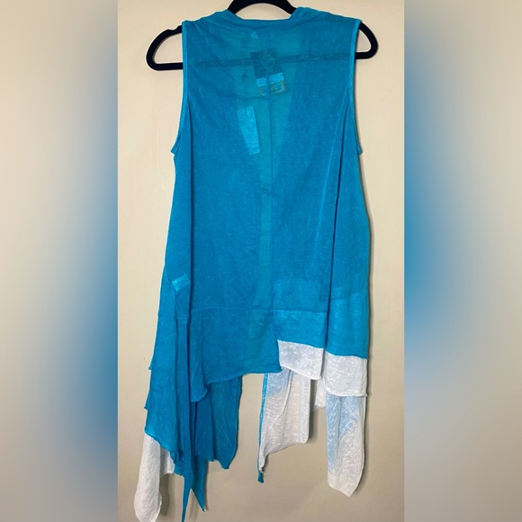 Turquoise & White Knit Sleeveless Vest / Cardigan Women’s Large by Kaktus - Picture 6 of 13